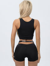 Women's Punk Leather Draped Chain Waist Belt Harness Set – view 1