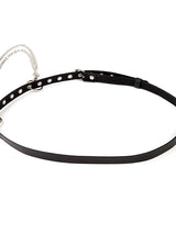 Women's Punk Leather Studded Waist Belt with Chain – view 2