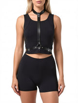 Women's Punk Leather Choker Waist Belt Crop Top Harness Set – view 3