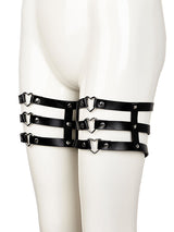 Women's Punk Leather Heart Ring Leg Garter Harness – view 2