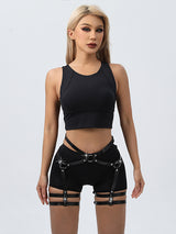 Women's Punk Leather Leg Garter Harness with Waist Belt – view 2