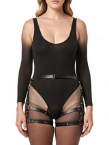 Women's Punk Leather Leg Harness Garter System – view 4