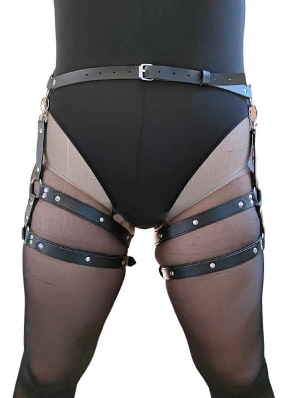 Women's Punk Leather Leg Harness Garter System – view 2