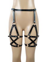 Women's Punk Leather Studded Thigh Leg Harness Garter Set – view 2