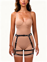 Women's Punk Leather Thigh Leg Harness with Waist Belt – view 3