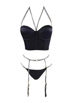 Women's Sexy Rhinestone Strap Bustier and Panty Set with Garters – view 4