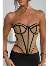 Women's Sexy Sheer Mesh Boning Corset Bustier Top – view 4