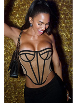 Women's Sexy Sheer Mesh Boning Corset Bustier Top – view 3