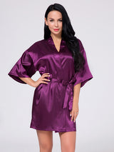 Women's Wrist Sleeve Length Frill Satin Gown With Belt – view 1