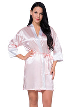 Women's Wrist Sleeve Length Frill Satin Gown With Belt – view 1
