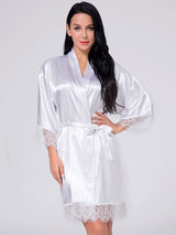 Women's Wrist Sleeve Length Frill Satin Gown With Belt – view 2