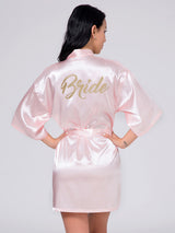 Women's Wrist Sleeve Length Frill Satin Gown With Belt – view 2