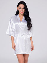 Women's Wrist Sleeve Length Frill Satin Gown With Belt – view 3