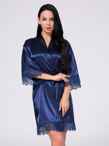 Women's Wrist Sleeve Length Frill Satin Gown With Belt – view 4
