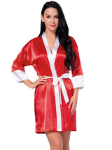 Women's Wrist Sleeve Length Frill Satin Gown With Belt – view 5
