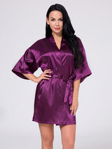Women's Wrist Sleeve Length Frill Satin Gown With Belt – view 5