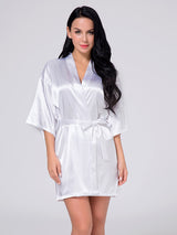 Women's Wrist Sleeve Length Frill Satin Gown With Belt – view 6