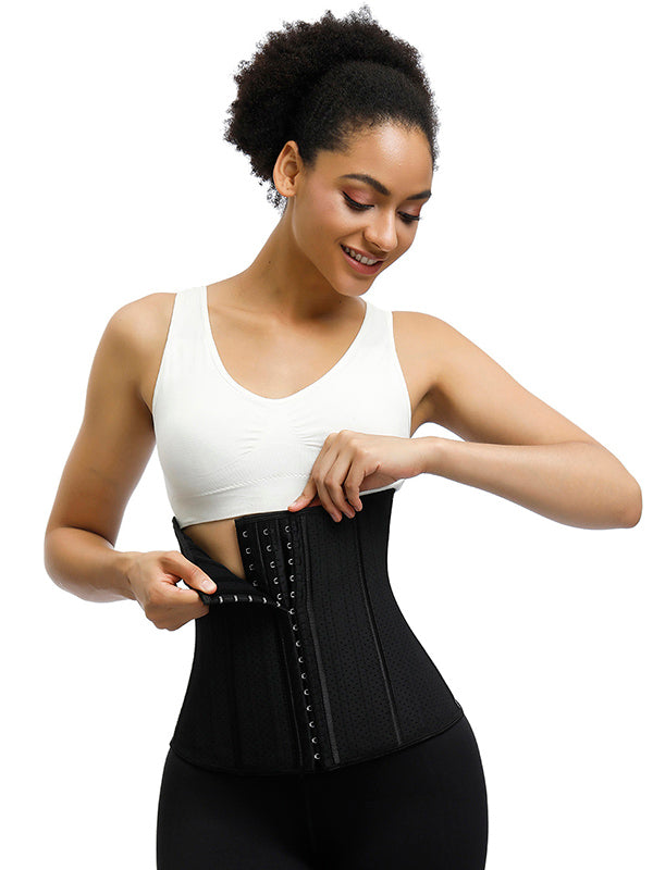Black 25 Steel Boned Waist Trainer Hooks
