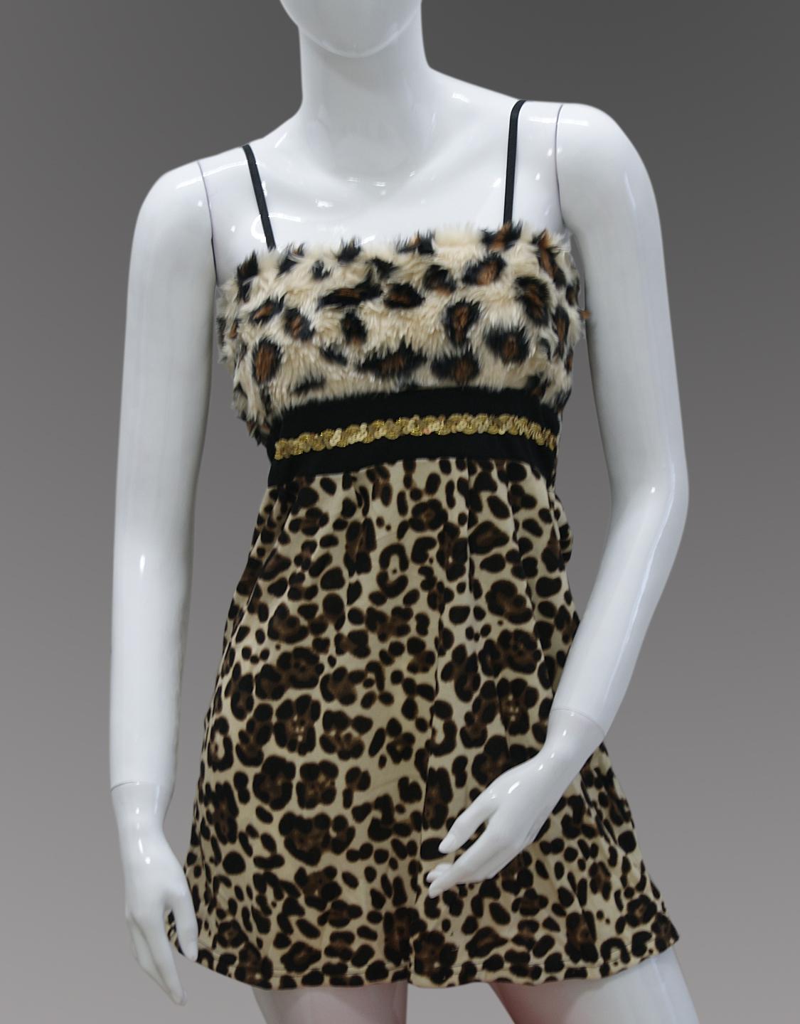 Leopard Print Strappy Mini Dress