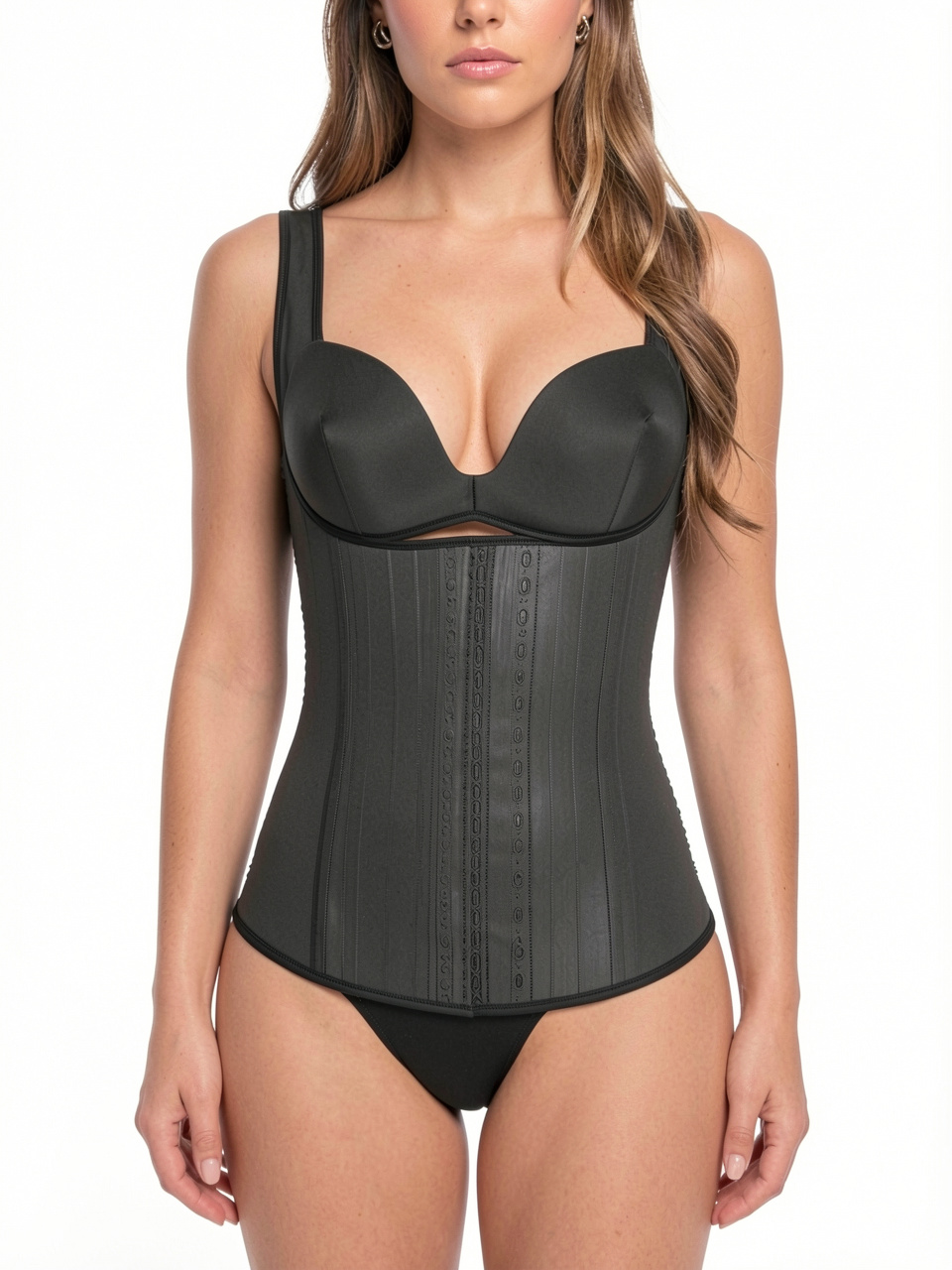 Black Latex Waist Trainer 9 Steel Bone