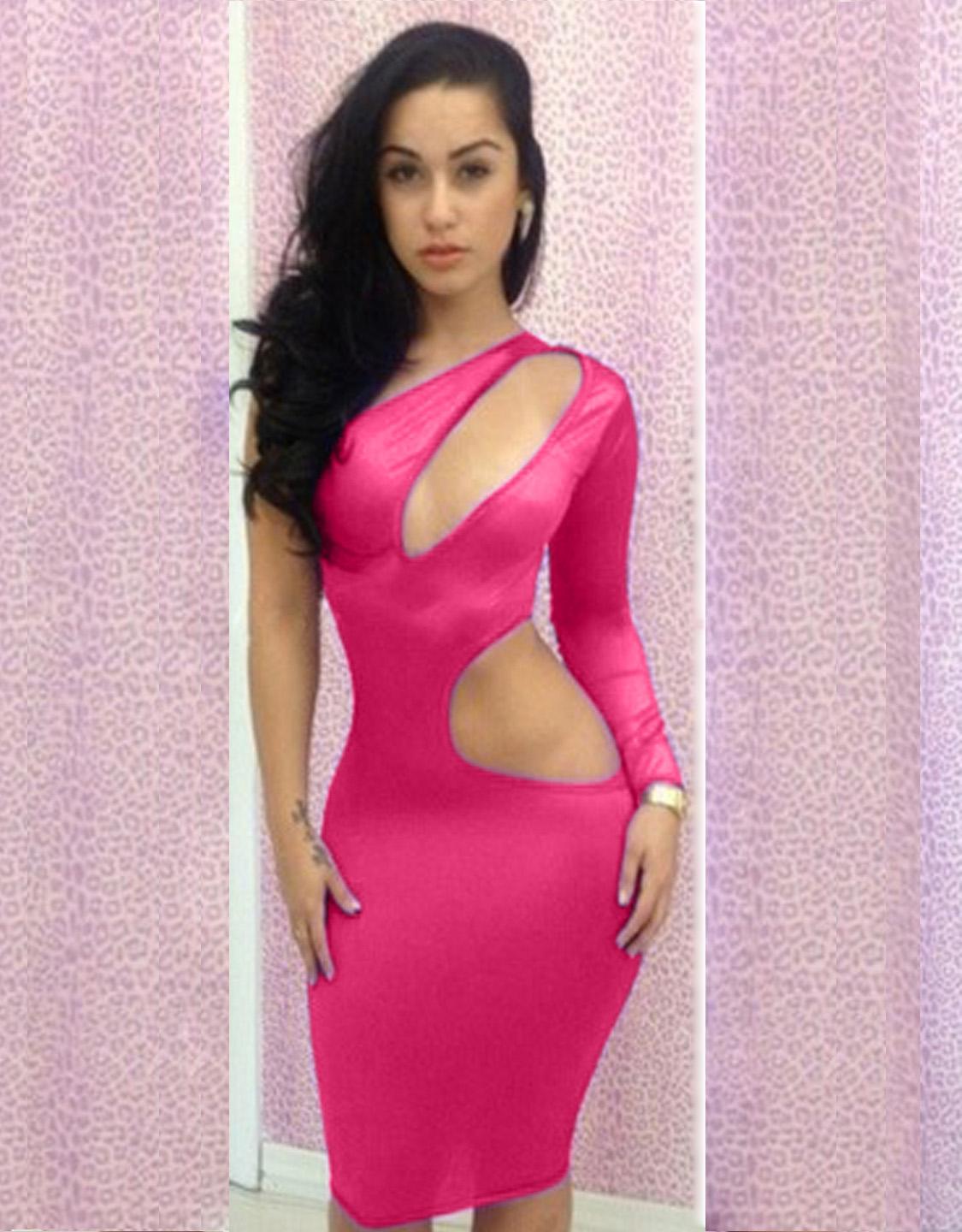 Sexy One Shoulder Cut Out Bodycon Dress