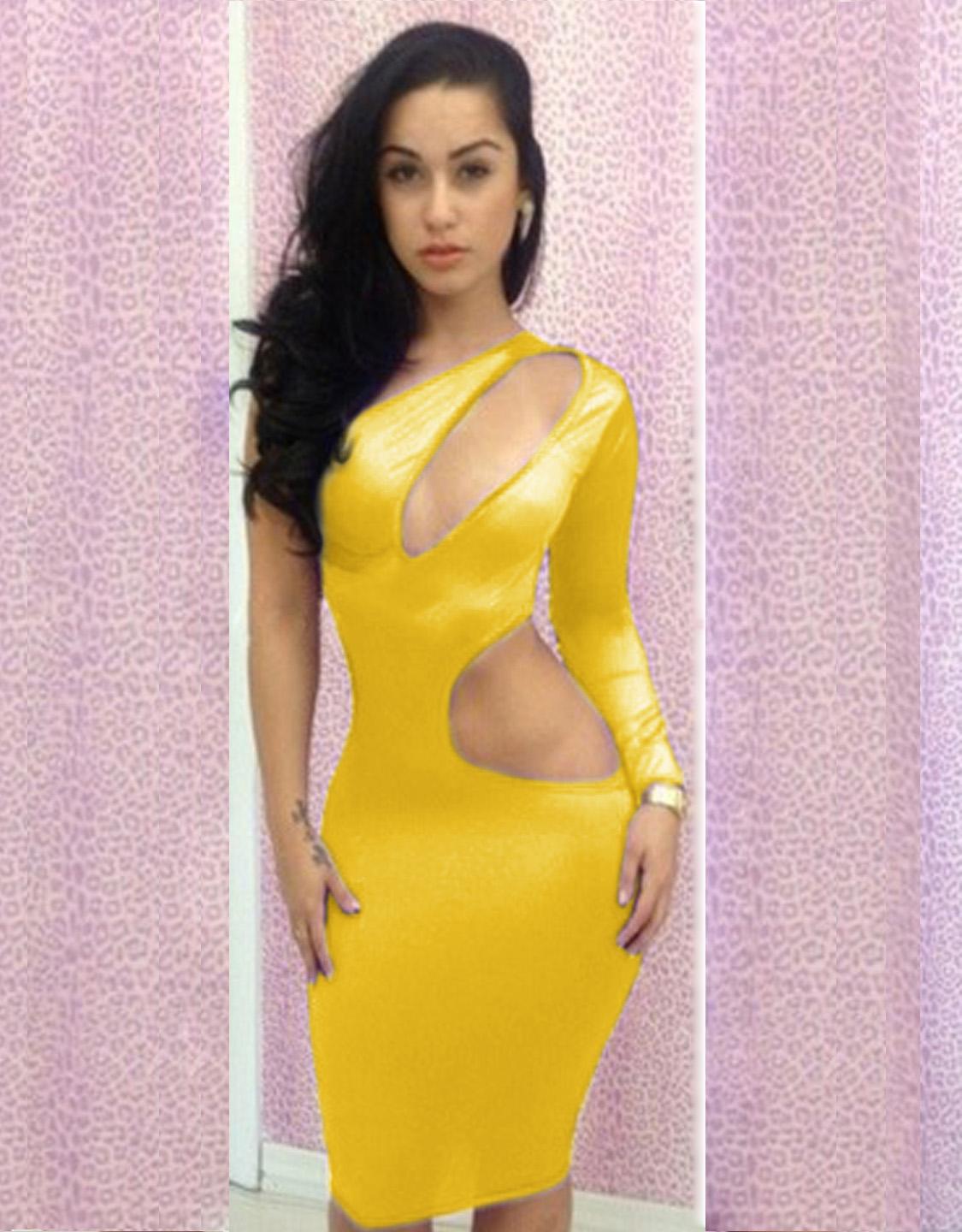 Sexy One Shoulder Cut Out Bodycon Dress