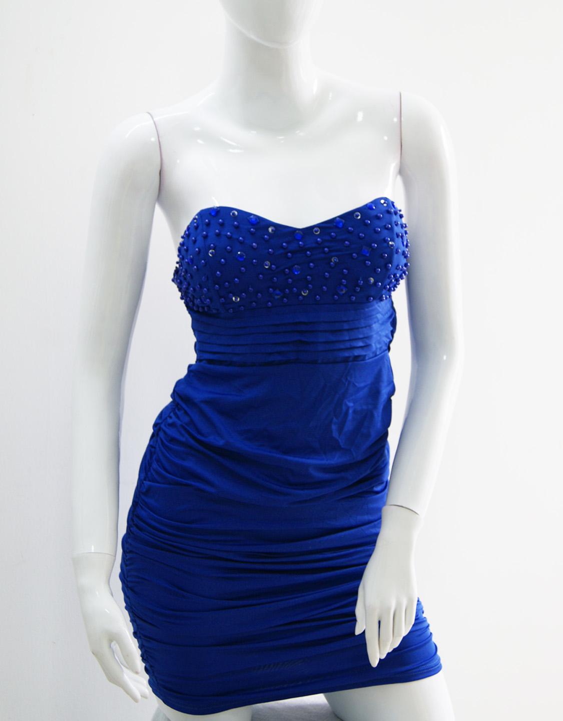 Strapless Sequin Bust Ruched Mini Dress