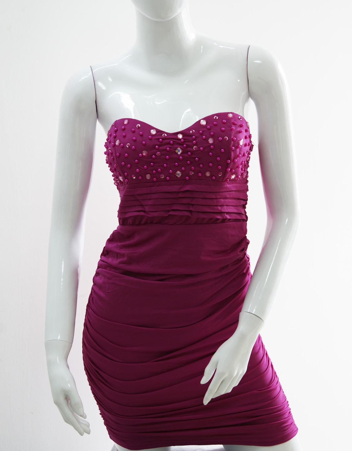 Strapless Sequin Bust Ruched Mini Dress