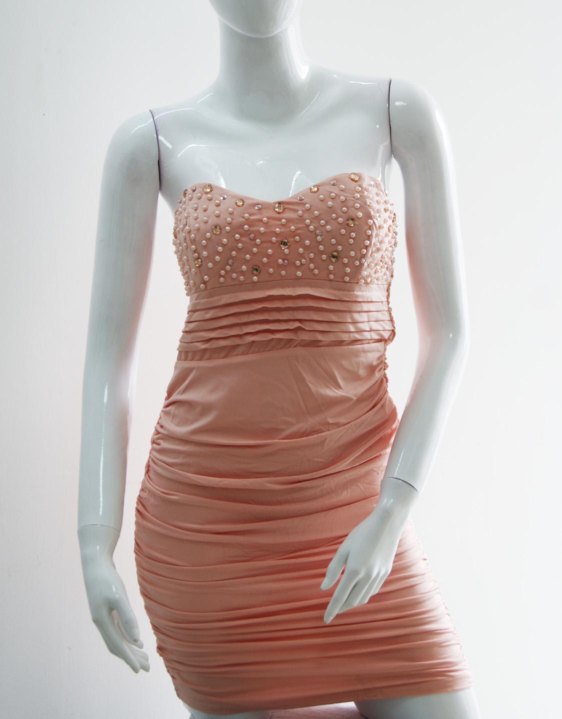 Strapless Sequin Bust Ruched Mini Dress