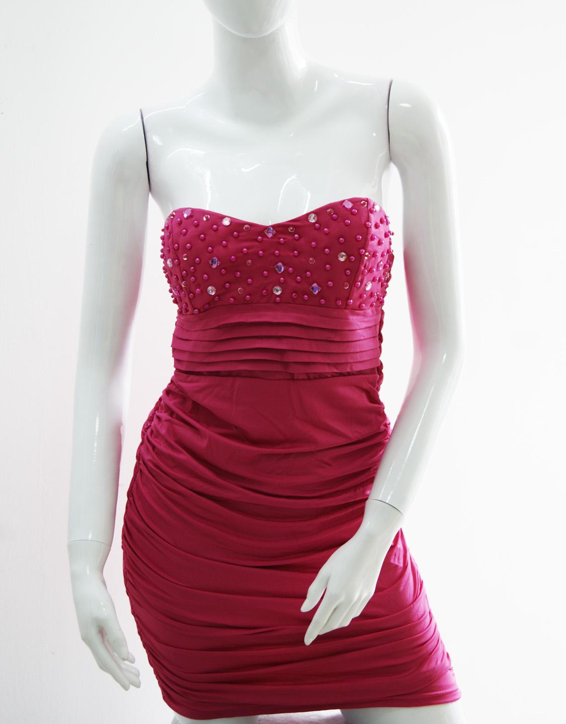 Strapless Sequin Bust Ruched Mini Dress