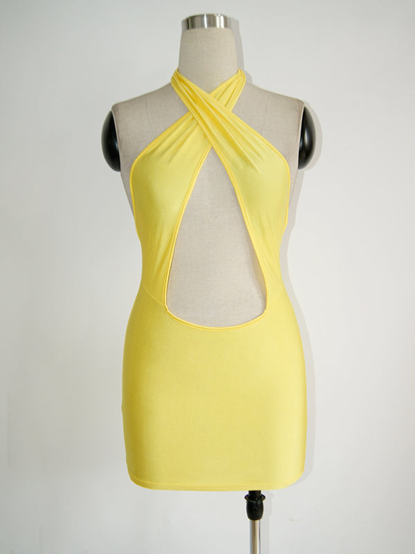Sexy Crisscross Halter Bodycon Dress