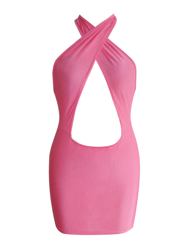 Sexy Crisscross Halter Bodycon Dress