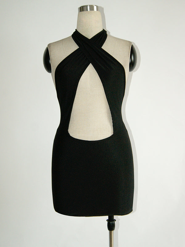 Sexy Crisscross Halter Bodycon Dress
