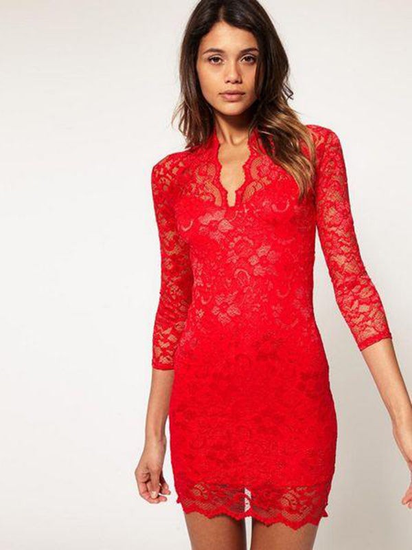 Sexy Elegant Lace Fitted Dress