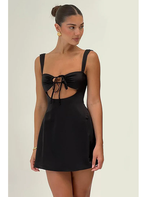 Tie Front Cut-Out Mini Dress