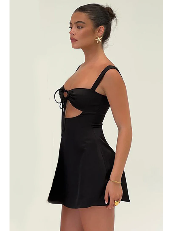 Tie Front Cut-Out Mini Dress