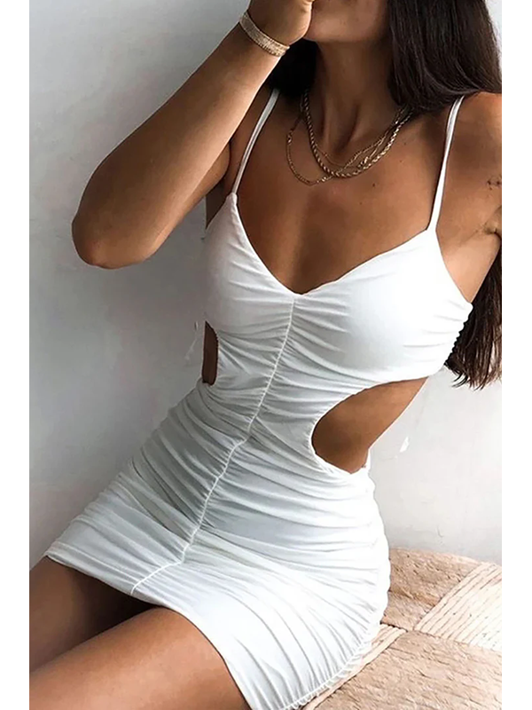 Ruched Cut-Out Cami Bodycon Mini Dress