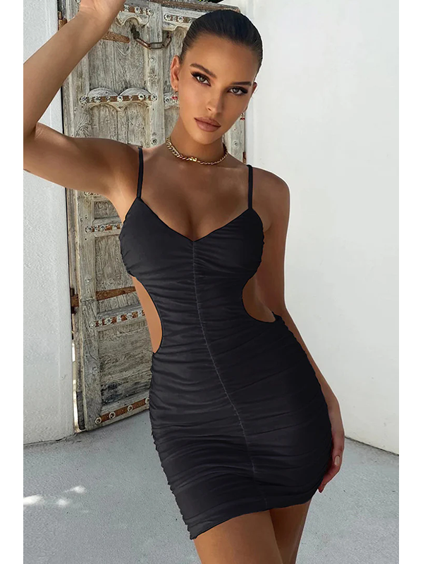 Ruched Cut-Out Cami Bodycon Mini Dress