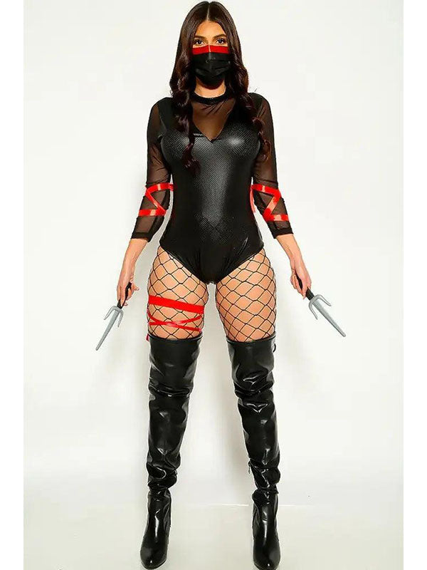 Women Sexy Vinyl Teddy Set (including mask, sword)