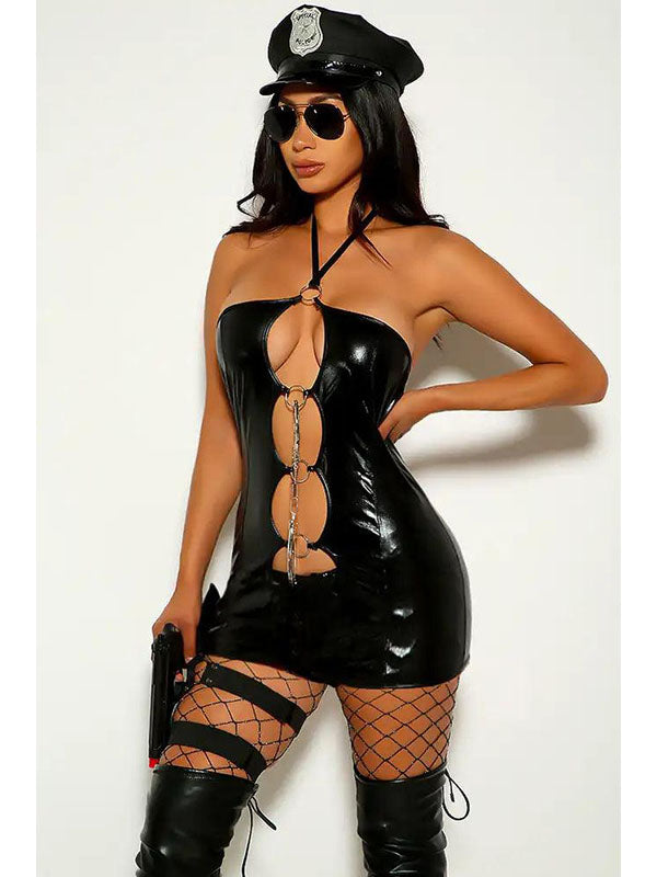 Women Sexy Vinyl Dress Set (including hat)