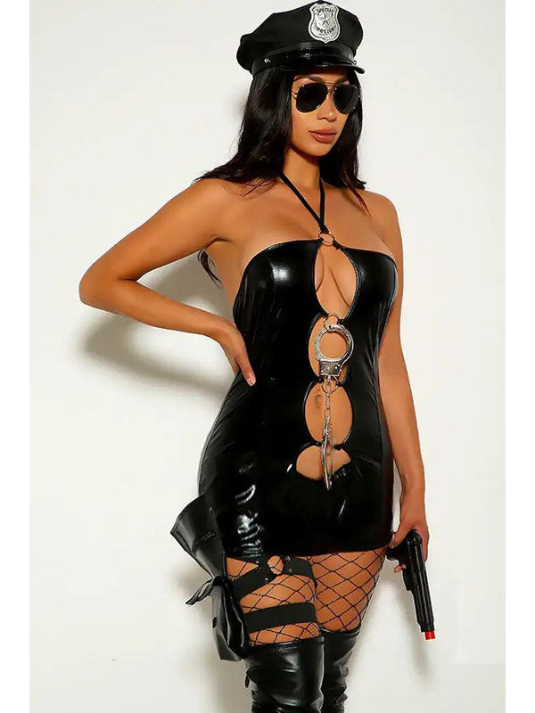 Women Sexy Vinyl Dress Set (including hat)