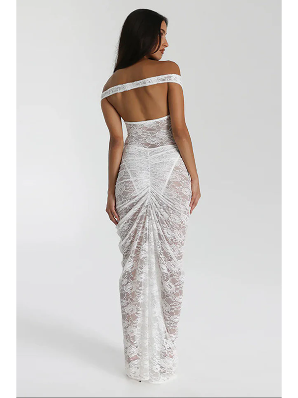 Women Sexy Off Shoulder Lace Maxi Dress