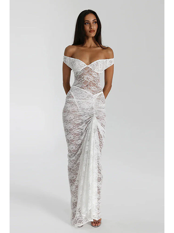 Women Sexy Off Shoulder Lace Maxi Dress
