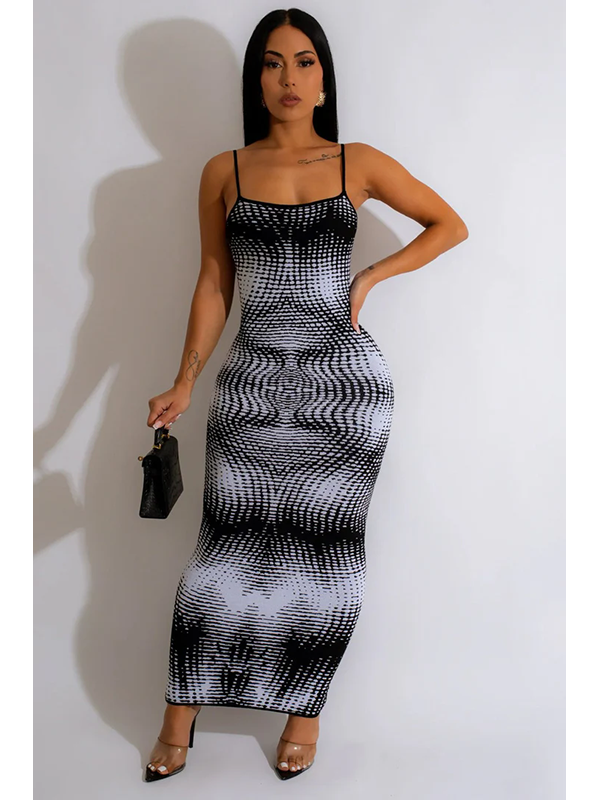 Women Sexy Printed Bodycon Maxi Dress