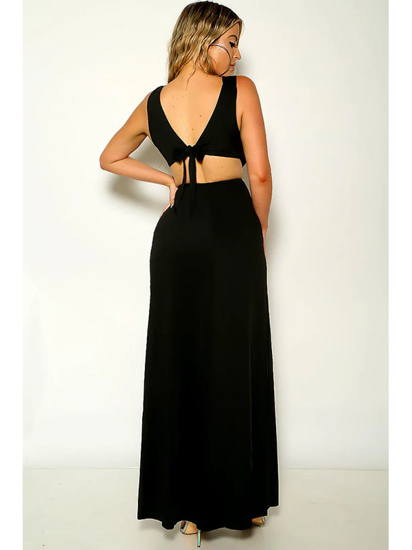 Women Sexy Deep V Cut Out Maxi Dress