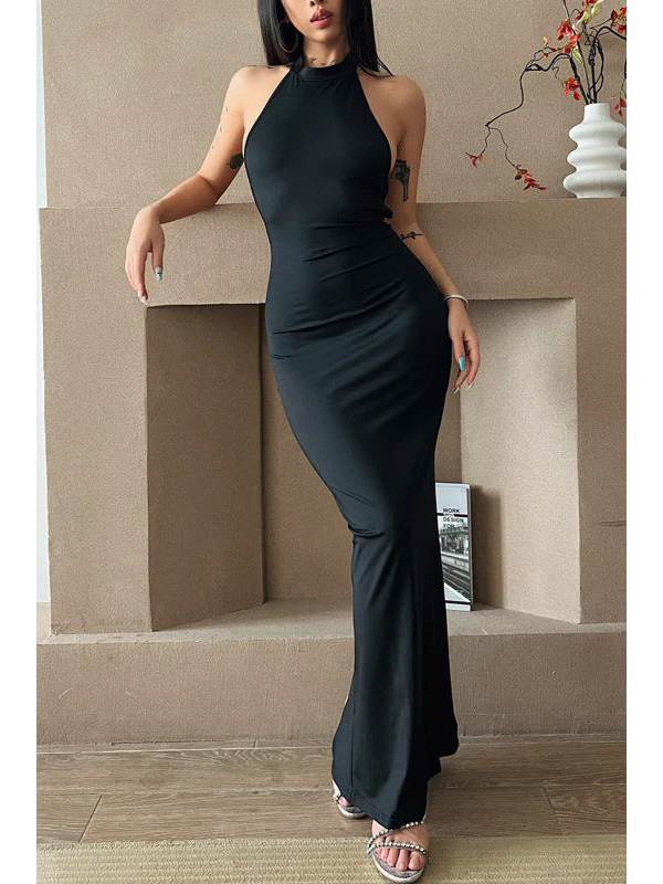 Women Sexy Halter Maxi Dress
