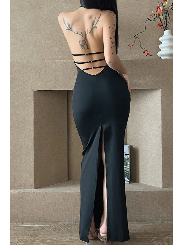 Women Sexy Halter Maxi Dress