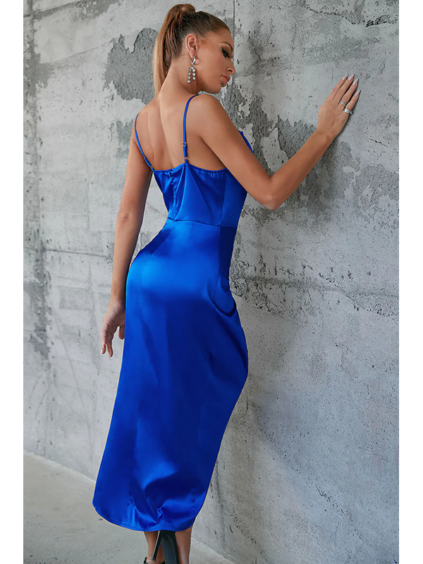 Women Sexy Satin Cowl Neck Maxi Dress