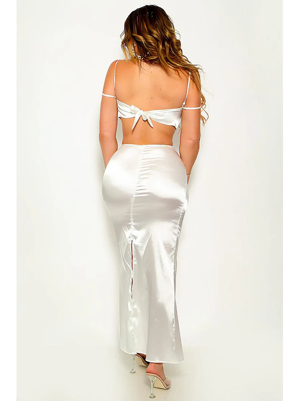Women Sexy Satin Cut Out Maxi Dress