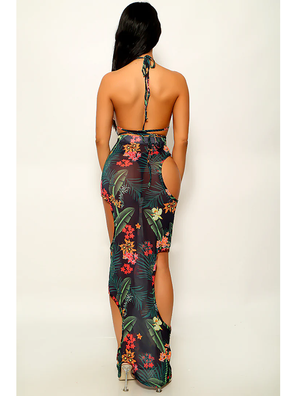 Women Sexy Halter Bra Top and Maxi Skirt Set